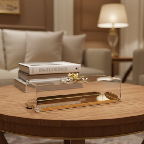 Plexi Serving Plates with Golden Tray “Butterfly Design”