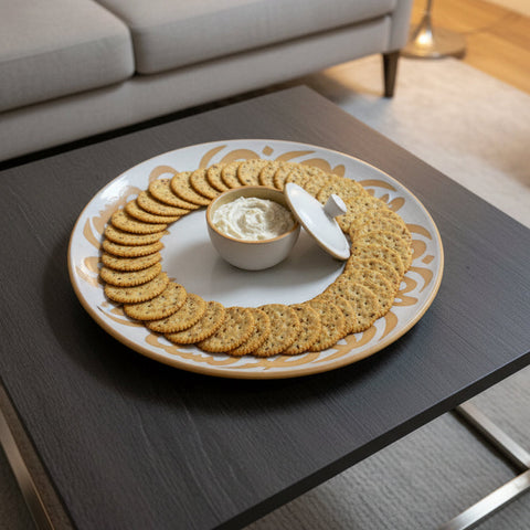 Serving Platter with dip bowls “Arabic ornaments”