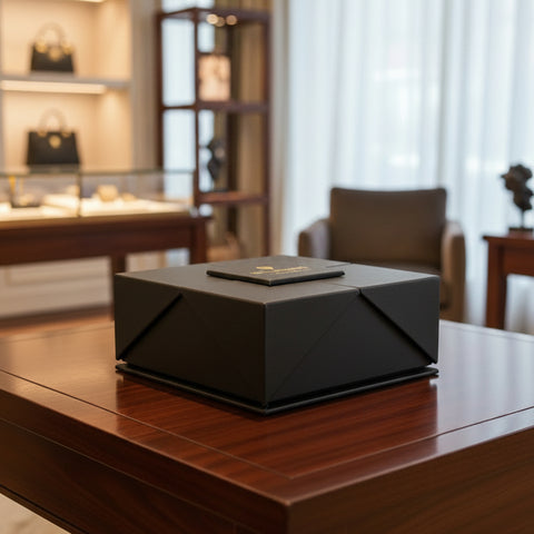 Fancy Square Magnetic Leather Box