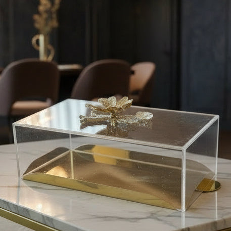 Plexi Serving Plates with Golden Tray “Butterfly Design”