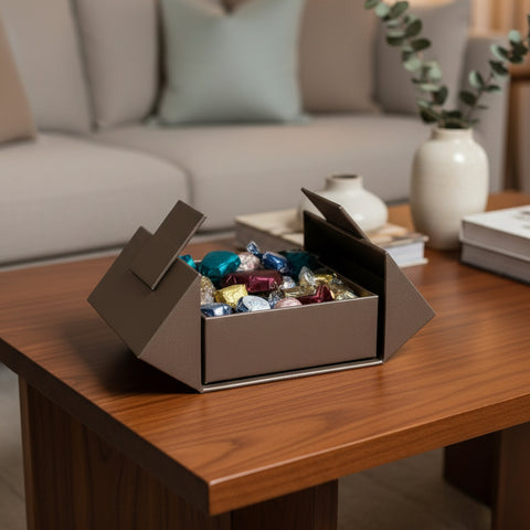 Fancy Square Magnetic Leather Box