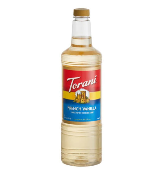 Torani French Vanilla Flavoring Syrup Plastic Bottle 1 Liter - 6/Case