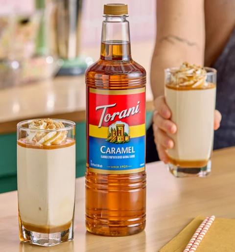 Torani Caramel Flavoring Syrup Plastic Bottle 1 Liter - 6/Case