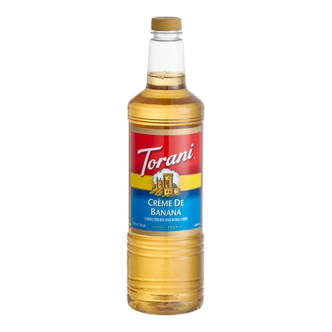 Torani Creme de Banana Syrup Plastic Bottle 1 Liter - 6/Case