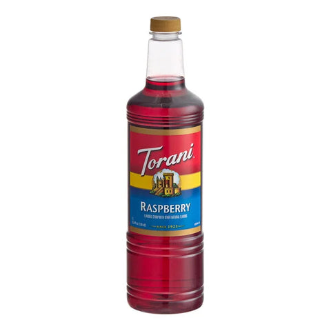 Torani Raspberry Fruit Syrup Plastic Bottle 1 Liter - 6/Case