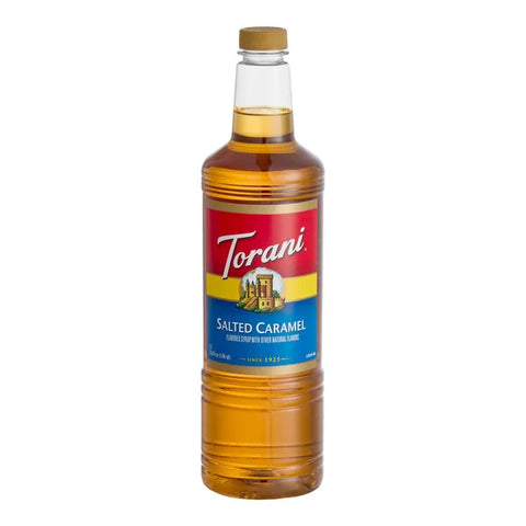 Torani Salted Caramel Syrup Plastic Bottle 1 Liter - 6/Case