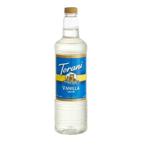 Torani Sugar-Free Vanilla Syrup Plastic Bottle 1 Liter - 6/Case