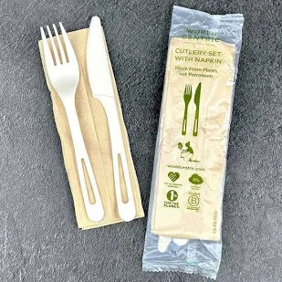 Set: (Fork, Knife, Napkin) (500/Case) 6" TPLA
