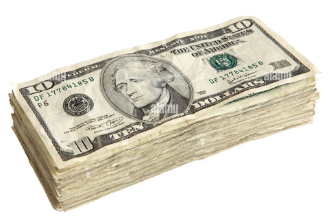 Stack of $10 Bill ($100 / 10 of Ten Dollar Bills)
